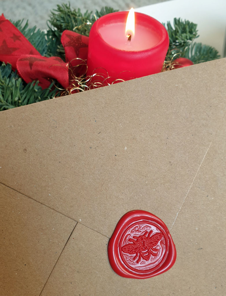 Weihnachtsgeschenke selbstgemacht 2020 - Briefumschlag Wachssiegel