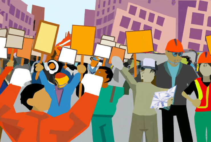 Gewerkschaften protestieren für höhere Lohne als Ausgleich der Inflation (Illustration)